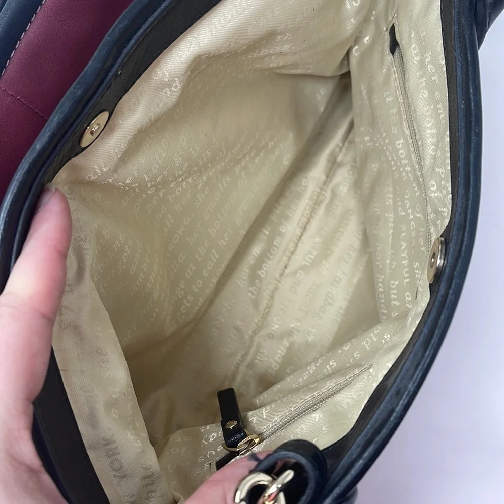 Kate Spade Black White Maroon Tote Convertible Satchel